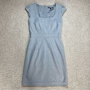 GIANNI BINI Cap Sleeve Square Neck Sheath Dress Knee Length Light Gray Size 4